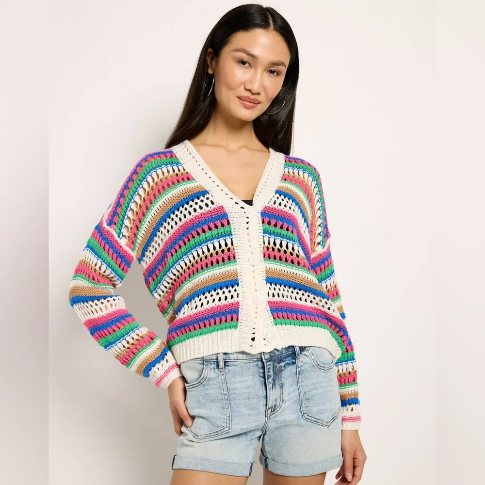 Vigoss Multicolor Striped Cardigan Size L NWT